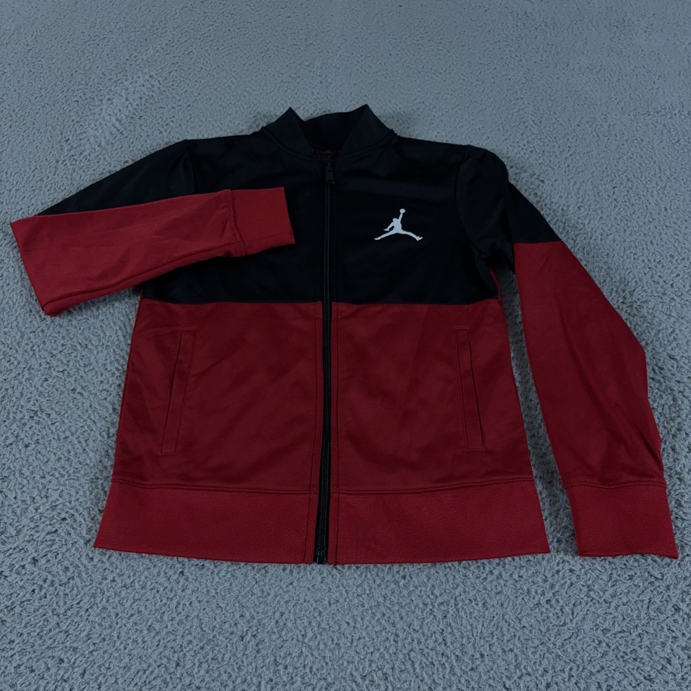 Nike Air Jordan‎ Jacket Boys Medium Red 10-12 Yrs Full Zip Track Windbreaker Run